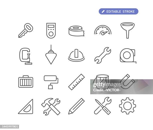 ilustrações de stock, clip art, desenhos animados e ícones de tools icons set - line series - adjustable wrench