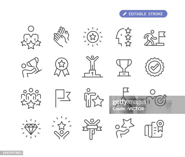 award icons - line series - championship text stock illustrations