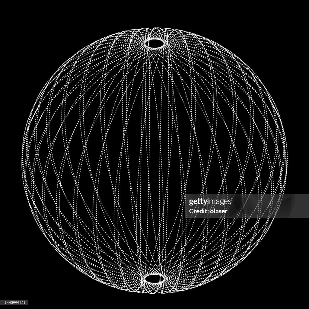 Line Drawing Vector Spherical Spherical 3d Shape Made Of Dotted Lines High-Res Vector Graphic - Getty ...