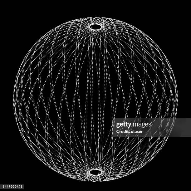 spherical 3d shape made of dotted lines - longitude stock illustrations