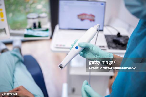modern 3d dental scanner. - medical scanner stock pictures, royalty-free photos & images