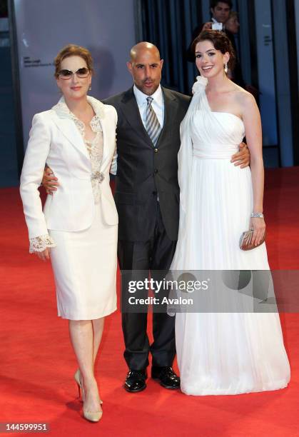 Anna Hathaway, Meryl Streep, Stanley Tucci; The premiere of The Devil wears Prada at the Venice Film Festival 2006.; 7th September 2006; Job : 14941;