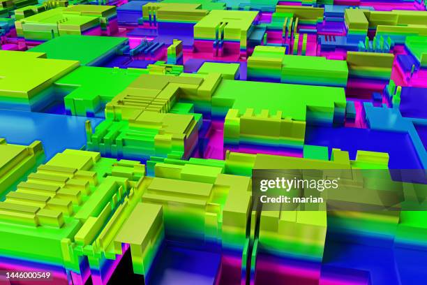 3d rendering, abstract drawing of building model - wire frame model stock-fotos und bilder