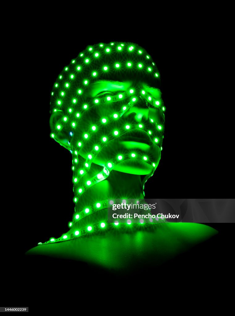 LED RGB strip wrapped around Human face.