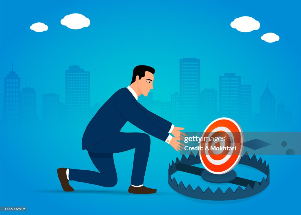Target De Risking Man And Target Danger Risk Trapped High-Res Vector Graphic - Getty Images