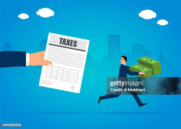 stockillustraties, clipart, cartoons en iconen met avoid taxes. - honderd dollar
