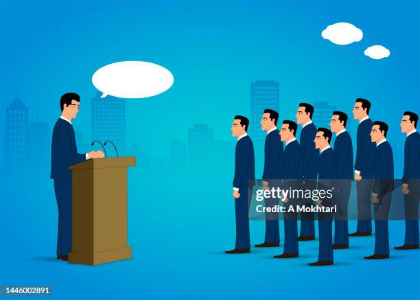 stockillustraties, clipart, cartoons en iconen met public speaking at a lectern. - press conference democratic party