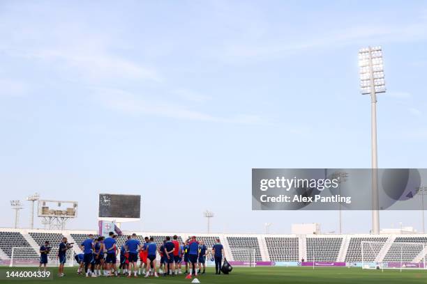 England players gather during the England Training Session at Al Wakrah Stadium on December 01, 2022 in Doha, Qatar.