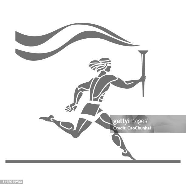 illustrations, cliparts, dessins animés et icônes de des gens qui courent avec une torche - grèce antique
