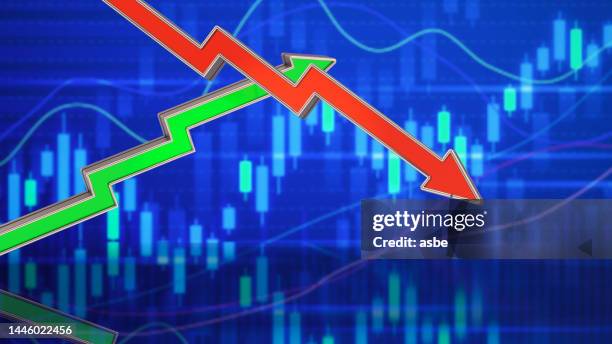 Financial Trading Ups and Downs Concept with Red and Green Arrow