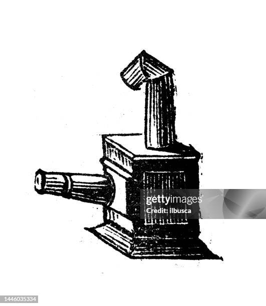 antique engraving illustration: magic lantern - projector isolated stock illustrations
