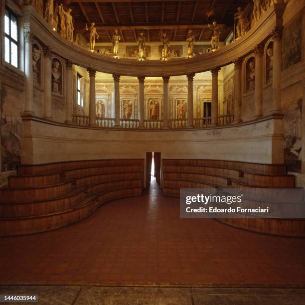 Teatro Olimpico , Sabbioneta, Italy, March 21, 2001. The Teatro Olimpico was built in 1590 commissioned by Vespasiano Gonzaga .