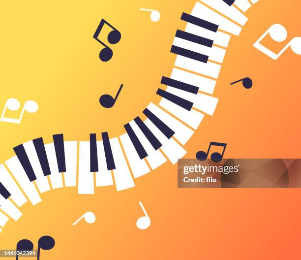 piano keys and musical notes background - piano key stock illustrations