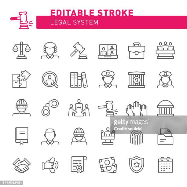 legal system icons - prosecuting attorney stock illustrations