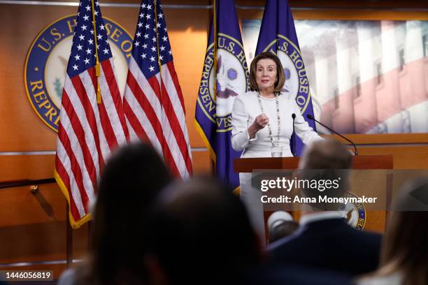 Speaker of the House Rep. Nancy Pelosi speaks during her weekly news conference at the U.S. Capitol Building on December 01, 2022 in Washington, DC....