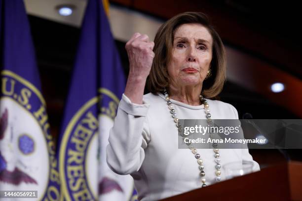 Speaker of the House Rep. Nancy Pelosi speaks during her weekly news conference at the U.S. Capitol Building on December 01, 2022 in Washington, DC....