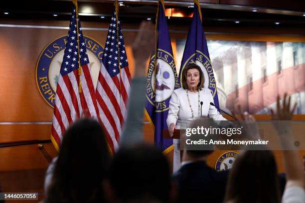 Speaker of the House Rep. Nancy Pelosi speaks during her weekly news conference at the U.S. Capitol Building on December 01, 2022 in Washington, DC....