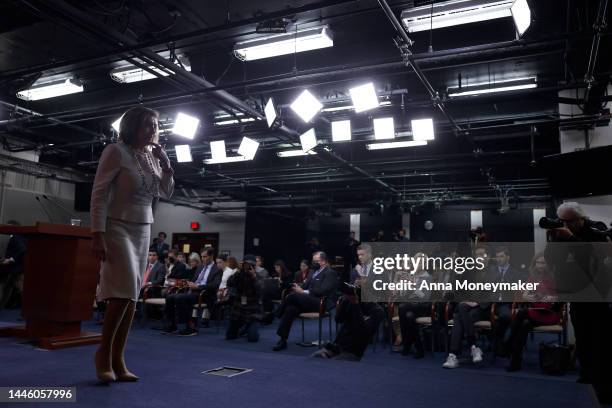 Speaker of the House Rep. Nancy Pelosi departs from her weekly news conference at the U.S. Capitol Building on December 01, 2022 in Washington, DC....