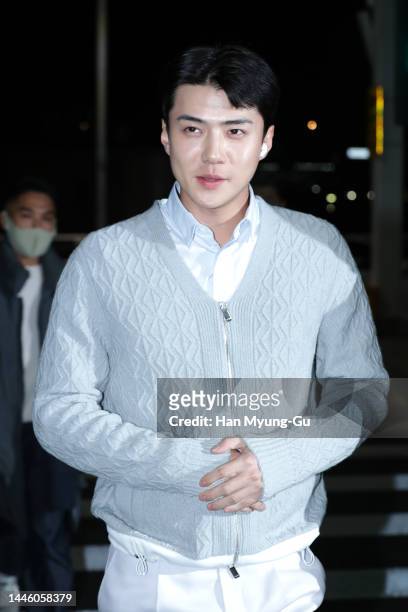 Se Hun of boy band EXO-K is seen on departure at Incheon International Airport on December 01, 2022 in Incheon, South Korea.