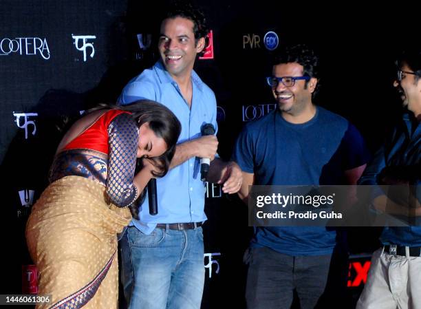 Sonakshi Sinha, Vikramaditya Motwane, Vikas Bahl and Amit Trivedi attend the music album launch 'Lootera' film on June 07, 2013 in Mumbai, India