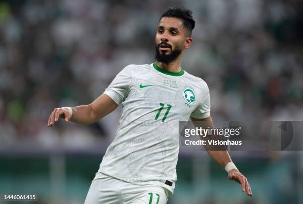 Saleh Al Shehri of Saudi Arabia in action during the FIFA World Cup Qatar 2022 Group C match between Saudi Arabia and Mexico at Lusail Stadium on...