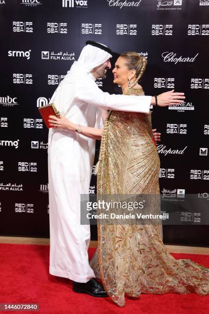Of Red Sea International Film Festival, Mohammed Al Turki and Yousra attend the Opening Night Gala screening of "What's Love Got To Do With It?" at...
