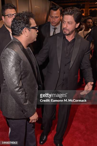 Rahman and Shahrukh Khan attend the Opening Night Gala screening of "What's Love Got To Do With It?" at the Red Sea International Film Festival on...