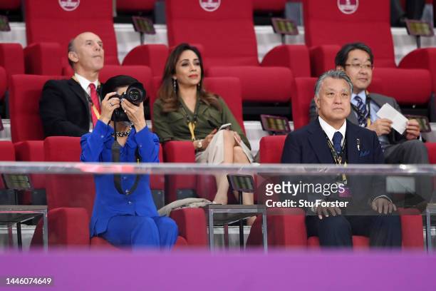 Japan's Princess Hisako of Takamado and Japan Football Association President Kozo Tashima during the FIFA World Cup Qatar 2022 Group E match between...