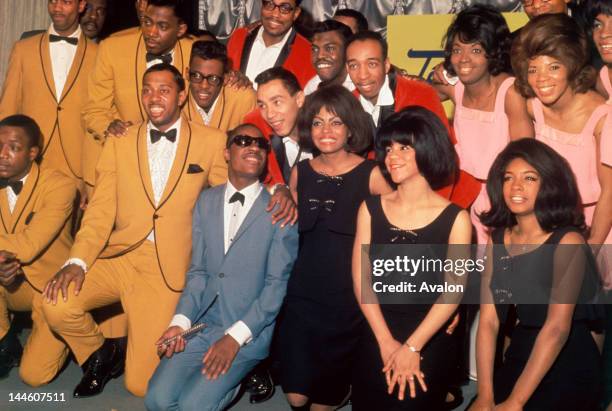 Steve Wonder and The Supremes pictured in 1964.;