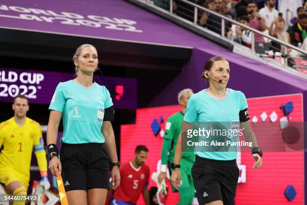 Referees Neuza Ines Back and Stephanie Frappart enter the pitch prior to the FIFA World Cup Qatar 2022 Group E match between Costa Rica and Germany...