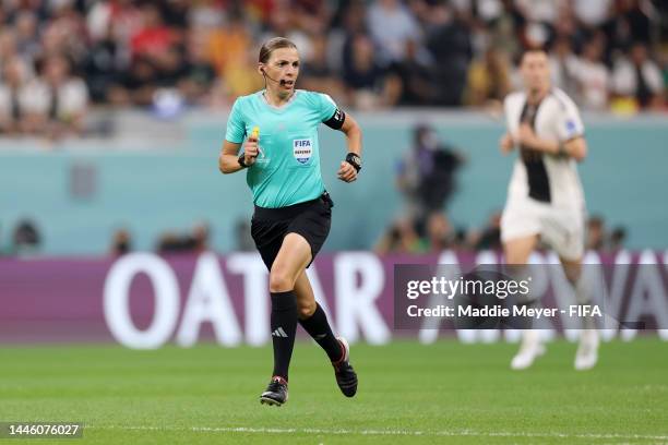 Referee Stephanie Frappart looks on during the FIFA World Cup Qatar 2022 Group E match between Costa Rica and Germany at Al Bayt Stadium on December...