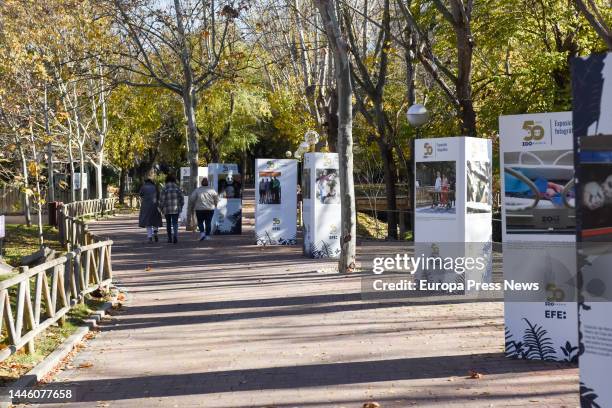 On the way to the building where the methacrylate aquatic Nativity Scene has been installed in the shark tank, at the Madrid Zoo Aquarium, on...