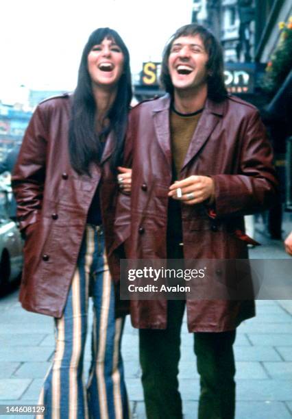 Portrait of Cher and Sonny Bono photographed in 1965.;