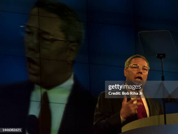 General Colin Powell speaks at the Republican National Convention, August 12, 1996 in San Diego, California.