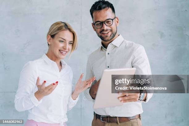 business team in video conference. - secluded couple stockfoto's en -beelden