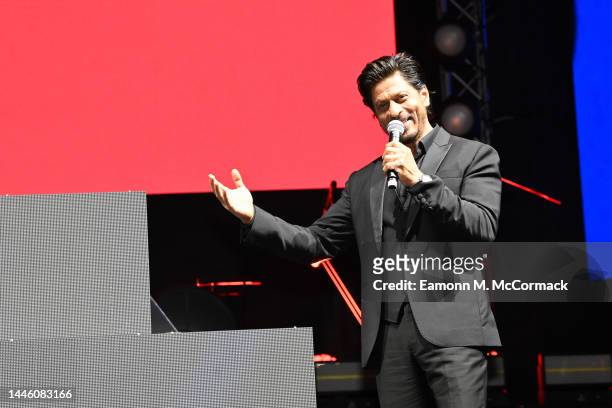 Shahrukh Khan onstage during the "Dilwale Dulhania Le Jayenge" Screening at the Red Sea International Film Festival on December 01, 2022 in Jeddah,...