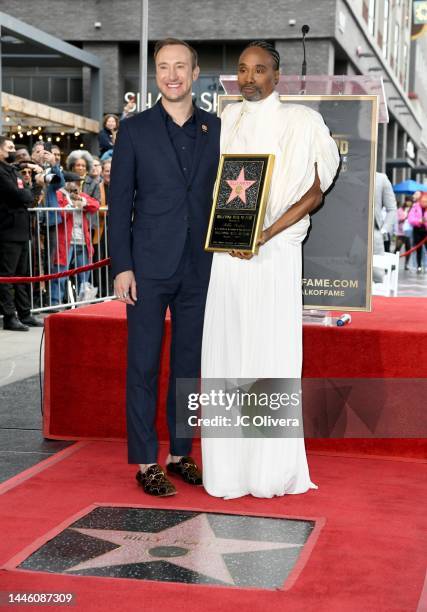 Adam Smith and Billy Porter attend the Hollywood Walk of Fame Star Ceremony for Billy Porter on December 01, 2022 in Hollywood, California.