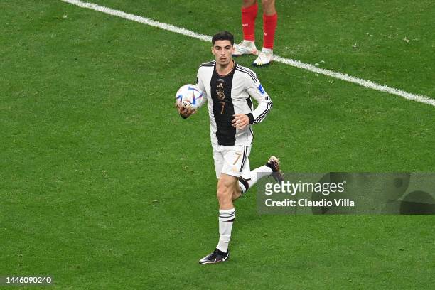 Kai Havertz of Germany celebrates after scoring the team's third goal during the FIFA World Cup Qatar 2022 Group E match between Costa Rica and...