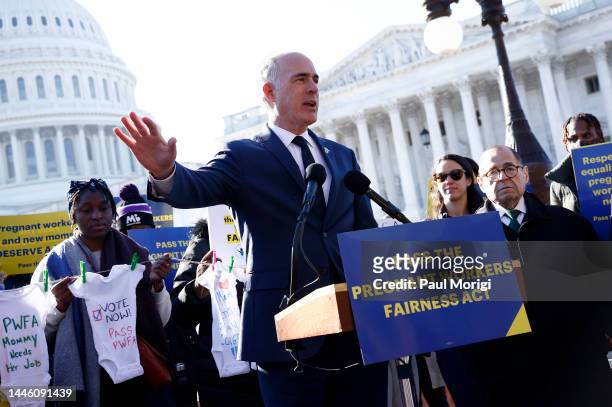 Sen. Bob Casey joins advocates, legislators, and pregnant workers at a rally on Capitol Hill in support of The Pregnant Workers Fairness Act on...