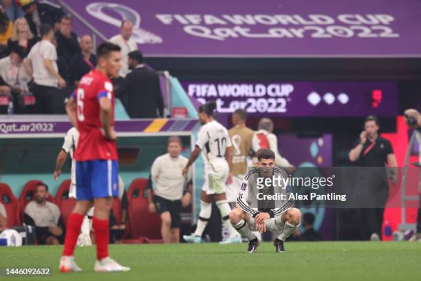 Kai Havertz of Germany looks dejected after their sides' elimination from the tournament during the FIFA World Cup Qatar 2022 Group E match between...