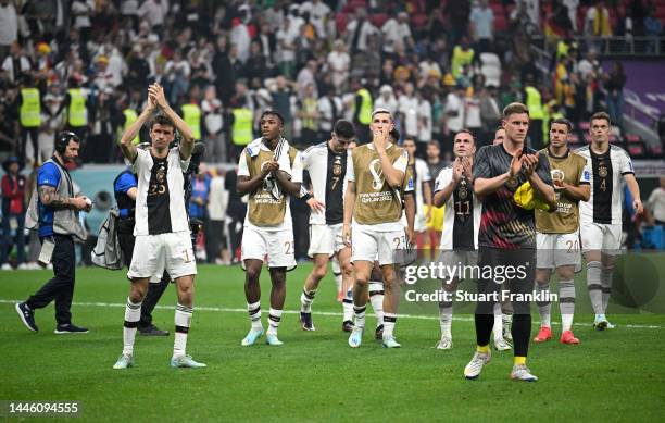 Germany players applaud fans after the FIFA World Cup Qatar 2022 Group E match between Costa Rica and Germany at Al Bayt Stadium on December 01, 2022...