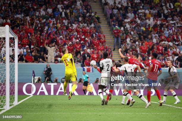 Manuel Neuer of Germany scores an own goal which leads to Costa Rica's second goal during the FIFA World Cup Qatar 2022 Group E match between Costa...