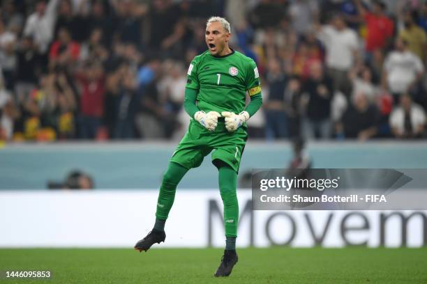 Keylor Navas of Costa Rica celebrates after their sides second goal during the FIFA World Cup Qatar 2022 Group E match between Costa Rica and Germany...