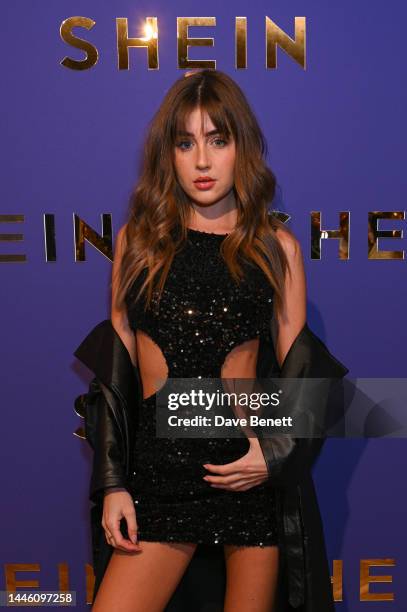 Georgia Steel attends the launch of the SHEIN Christmas pop-up store at The Stables on December 1, 2022 in London, England.