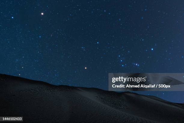 scenic view of desert against sky at night,kuwait - kuwait landscape stock pictures, royalty-free photos & images