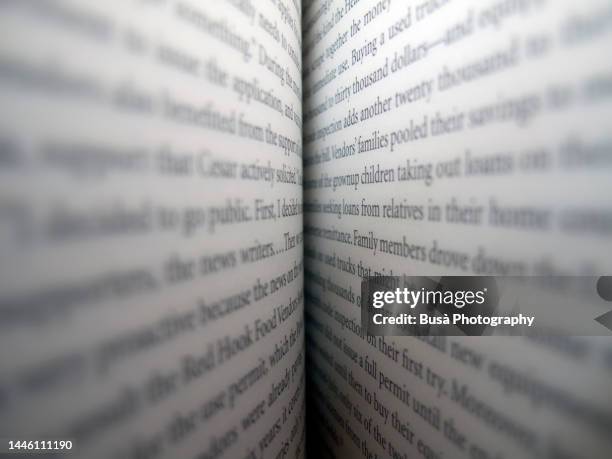 close-up of an open book - author imagens e fotografias de stock