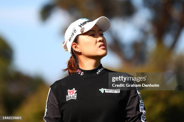 Minjee Lee of Australia looks on during Day 2 of the 2022 ISPS HANDA Australian Open at Kingston Heath on December 02, 2022 in Melbourne, Australia.