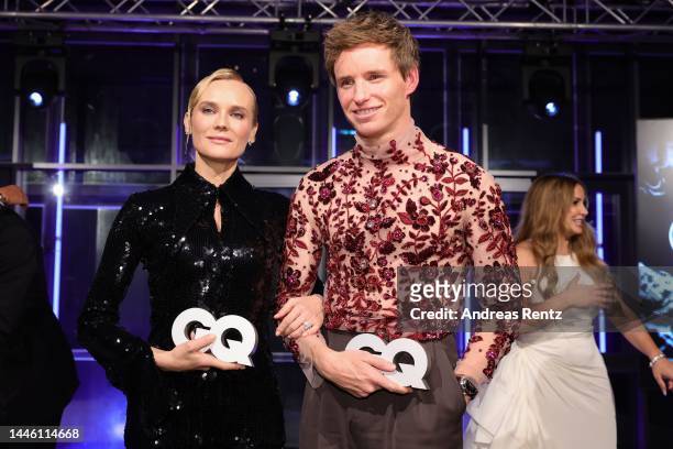 Woman of the Year" award winner Diane Kruger and "Best international Actor" award winner Eddie Redmayne pose at the "GQ Men of the Year" Awards 2022...