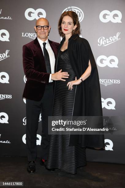 Stanley Tucci and Felicity Blunt attend athe "GQ Men Of The Year" Red Carpet at Palazzo Serbelloni on December 01, 2022 in Milan, Italy.