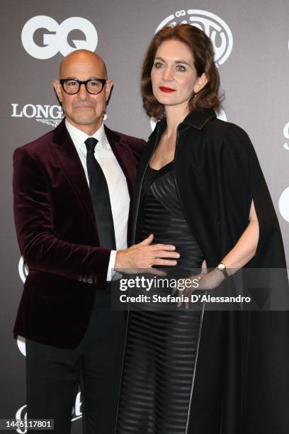 Stanley Tucci and Felicity Blunt attend athe "GQ Men Of The Year" Red Carpet at Palazzo Serbelloni on December 01, 2022 in Milan, Italy.